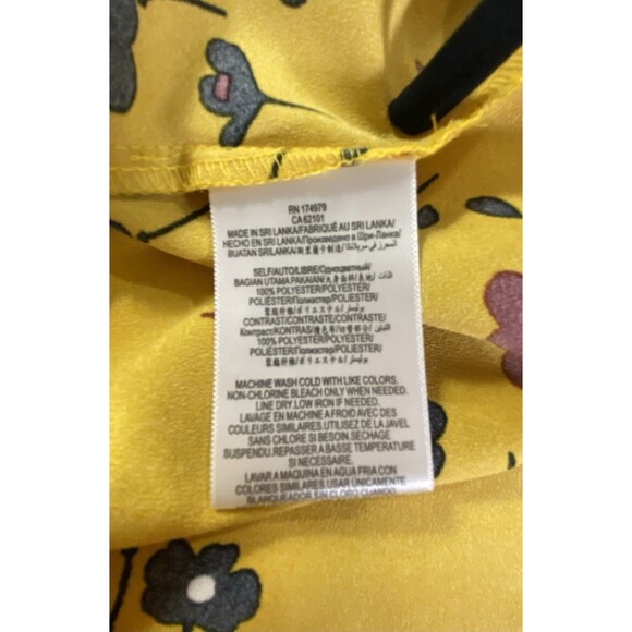 BCBG Generation Yellow Floral Wrap Blouse Top M Medium Tie Cuffs *READ - Picture 3 of 9
